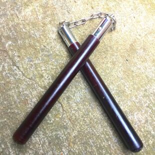 High-Quality Nunchaku Imitation Mahogany Nunchaku Double-Section Solid Hardwood Two-Section Stick Two-Section Martial Arts Training Stick