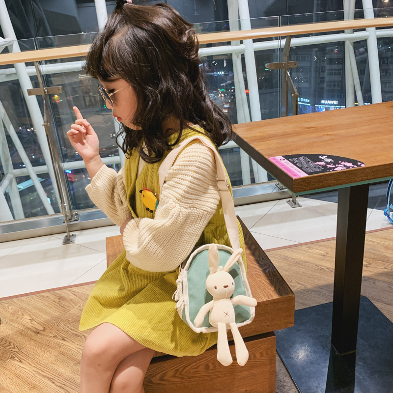 Bolsa de Niños de estilo coreano 2021 Otoño e Invierno bolso de hombro simple conejo bandolera moda niños y niñas bebé todos los partidos accesorios bolsa