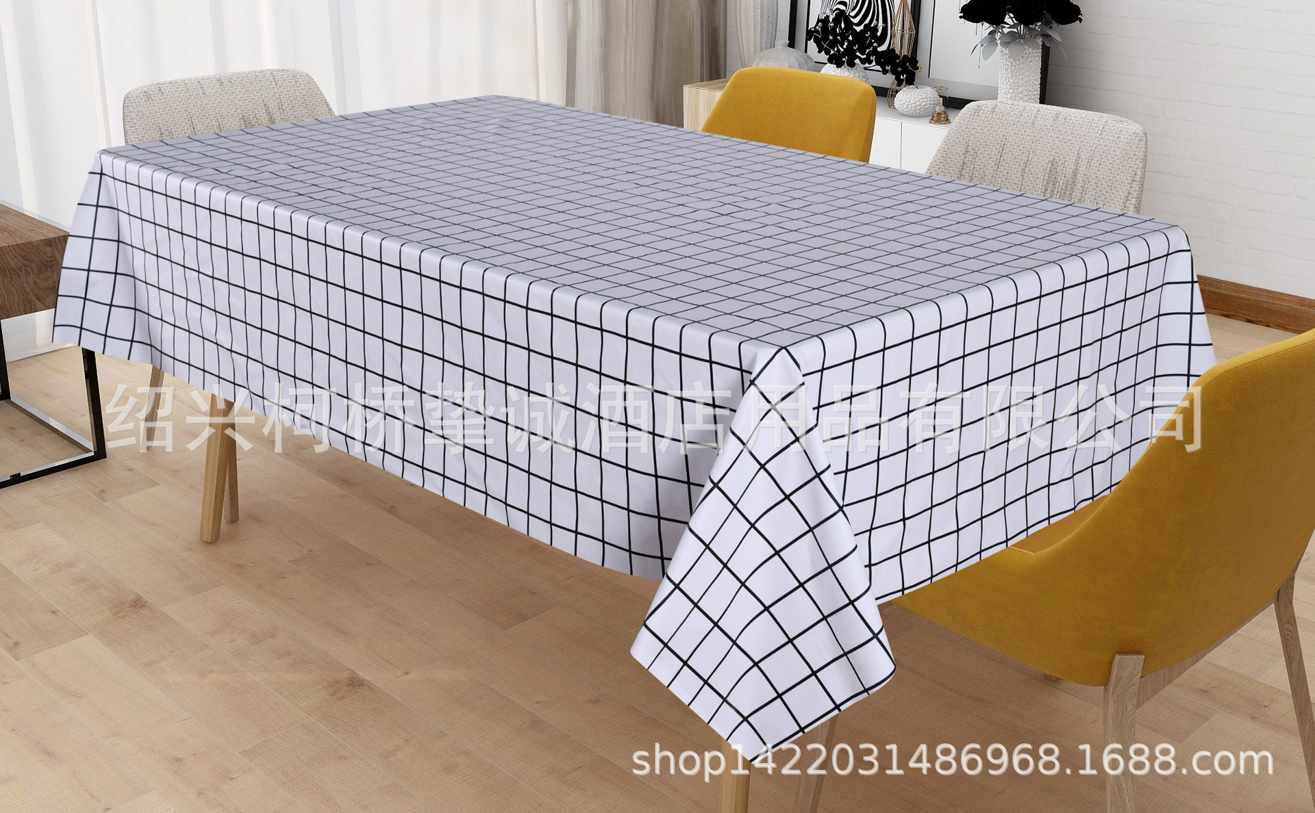跨境新品PVC格子印花防水防油护烫家用餐厅桌布茶几生日桌布订制