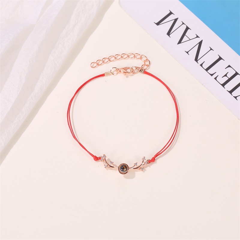 Couple bracelet creative 100 languages i love you simple red rope antlers bracelet