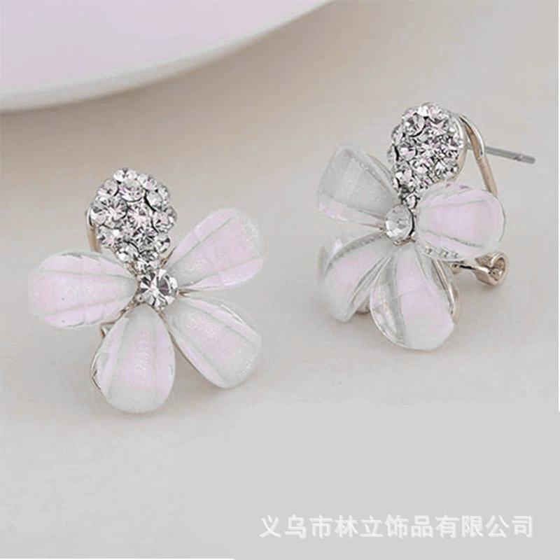 Korean cute fashionable earrings, silver needle, flowered, silver 925 sample