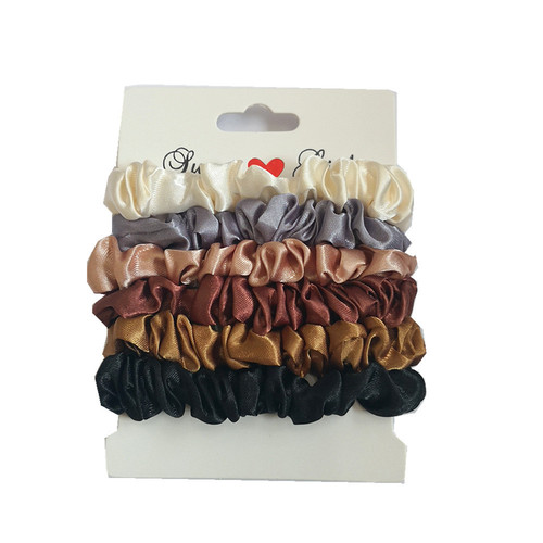 Amazon Hair Ties 6 Pack Silk Satin Small French Retro Ins Large Intestinal Hair Ties Women's Fabric
