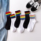 Factory Direct autumn and winter hot women's Japanese rainbow socks breathable sweat-absorbent fashion striped mid-calf cotton socks 200 needles
