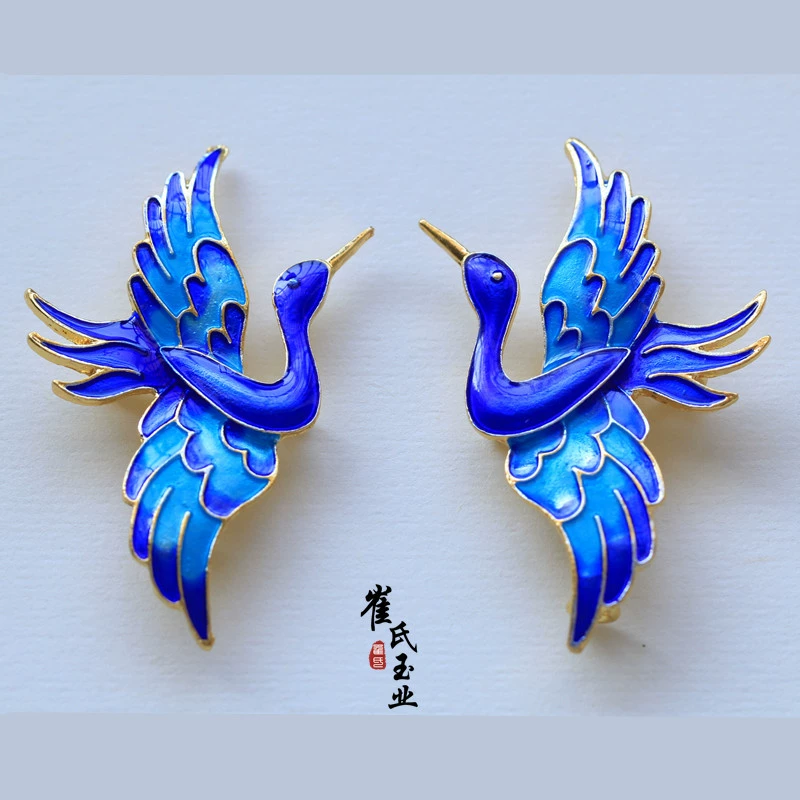 DIY Gukou Glutter Cloisonne Lan -обжаренная синяя Земля Дождь Масло Фея Журавль аксессуары Ясная чистая 2 юаня маленький труба 1.6 юаня
