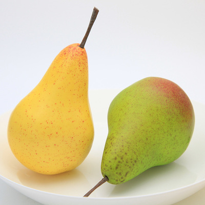 仿真雪梨水果模具 现货批发摄影棚水果道具 早教学习玩具鸭梨模型