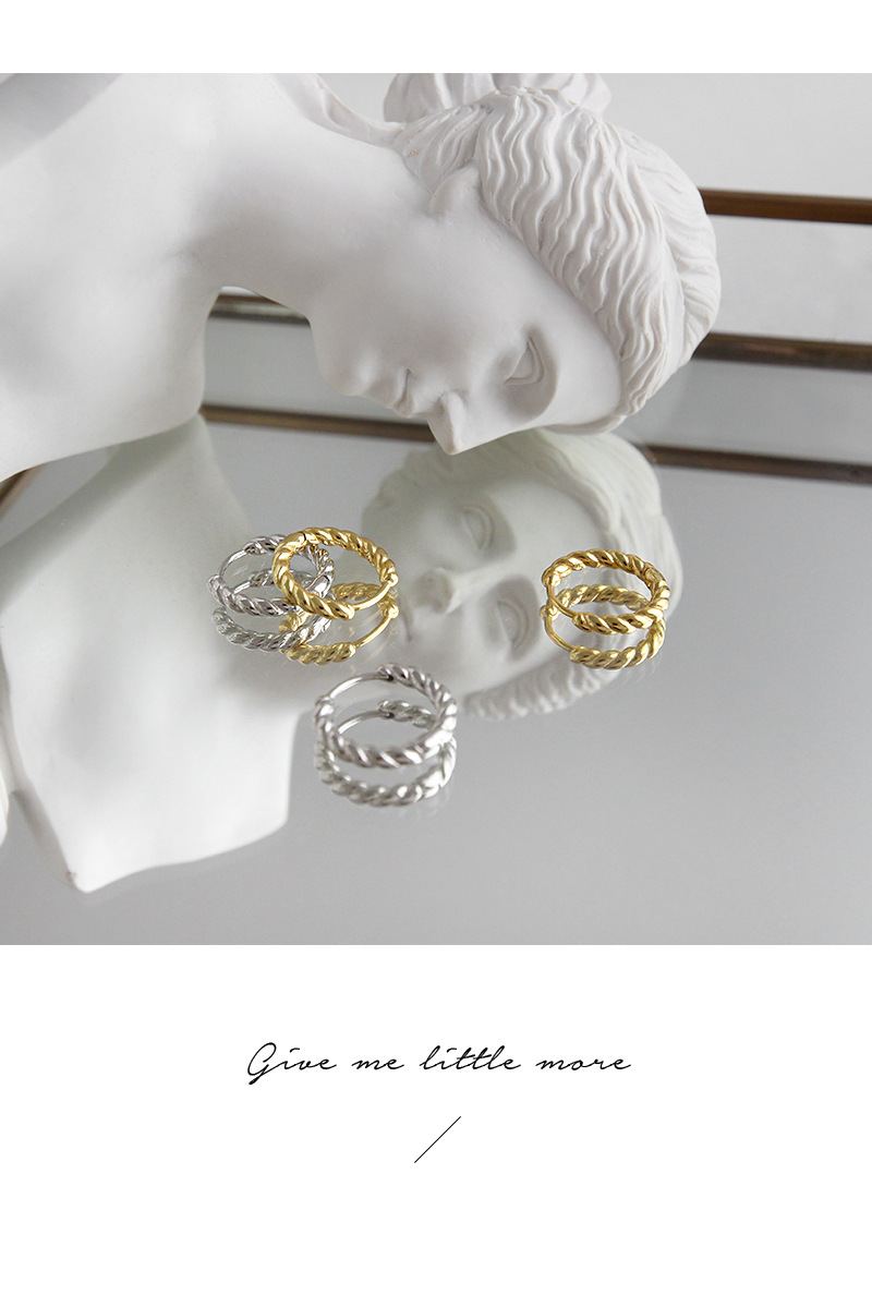 Water Plating Gold Plating Process Korean Version Of S925 Sterling Silver Circle Twist Earrings