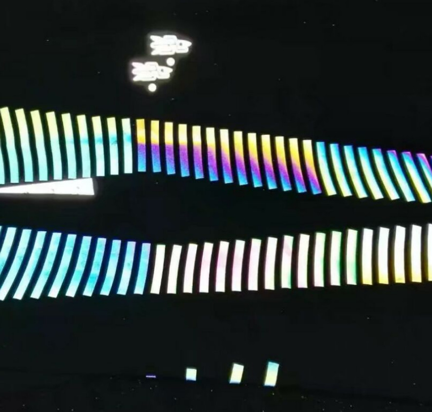 服装反光印花标七彩热烫转印TPU弹力标 渐变色反光衣服商标烫画