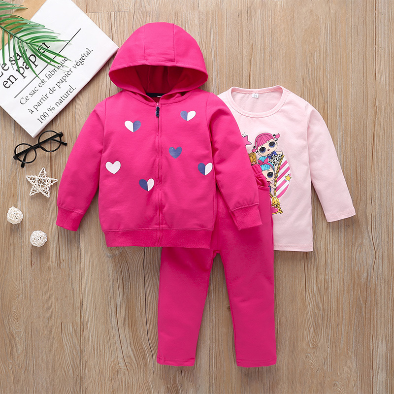 Wholesale Autumn Casual Long-sleeved Hooded Jacket Trousers Romper 3-piece Set display picture 7