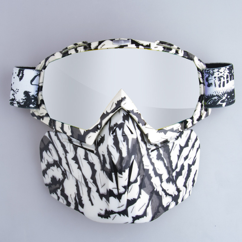Motorcycle off-road face mask, outdoor sports helmet, goggles, three-layer sponge_voghion.com