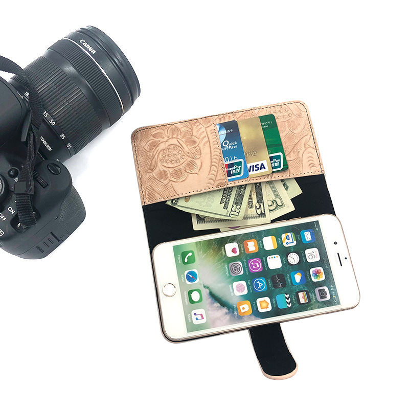 iphoneX手机套适用苹果11Pro压印花纹保护套Xr复古插卡钱包皮套