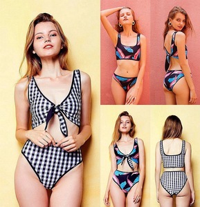 New double-sided printed bikini lady’s high waistband beach suit