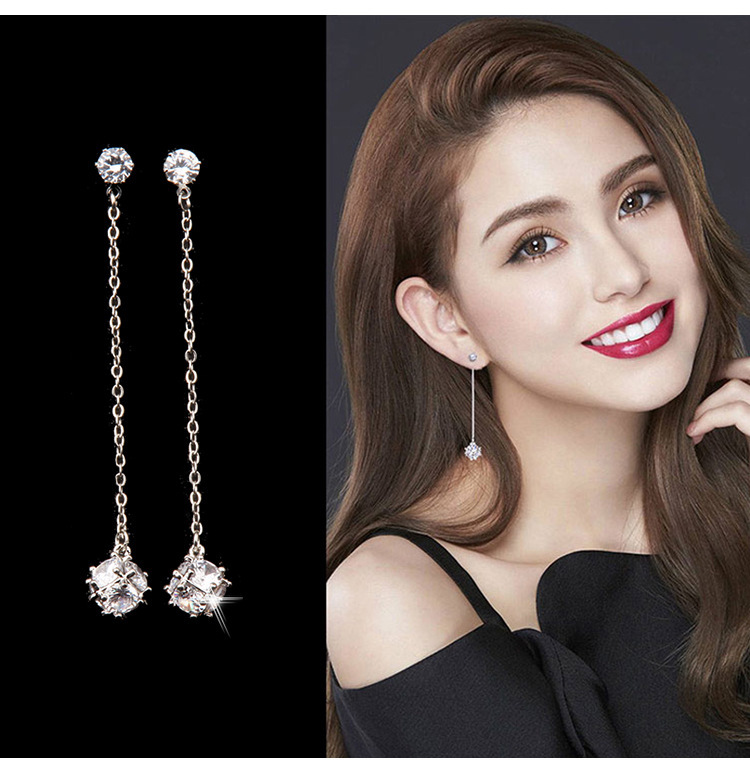 925 silver needle stud earrings Korean t...