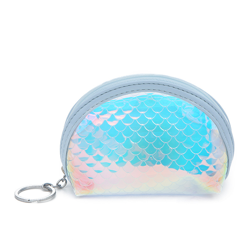 Hot Sale Laser Fish Scale Pattern Colorful Coin Purse Pvc Semi-circular Wallet display picture 4