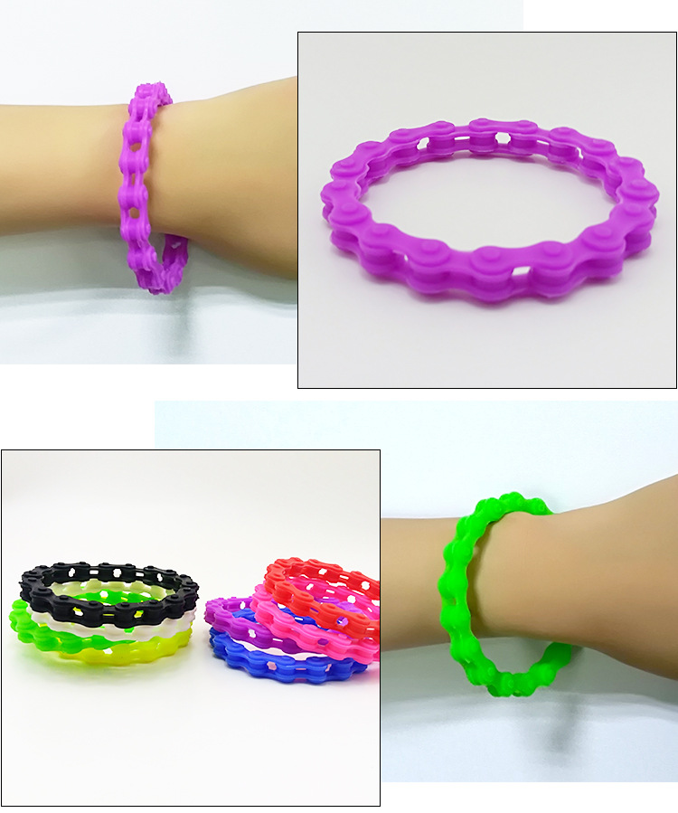 自行车链条造型硅胶手环_硅胶车链手环