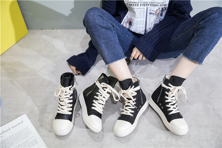 Hoge schoenen voor mannen en vrouwen koppels dikke zolen canvas herfst winter nieuwe match student casual sneakers trend_voghion.com