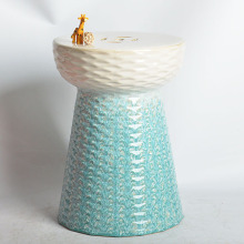 现代中式渐变陶瓷凳子复古圆墩花园鼓凳家居古筝坐墩软装陶艺凳