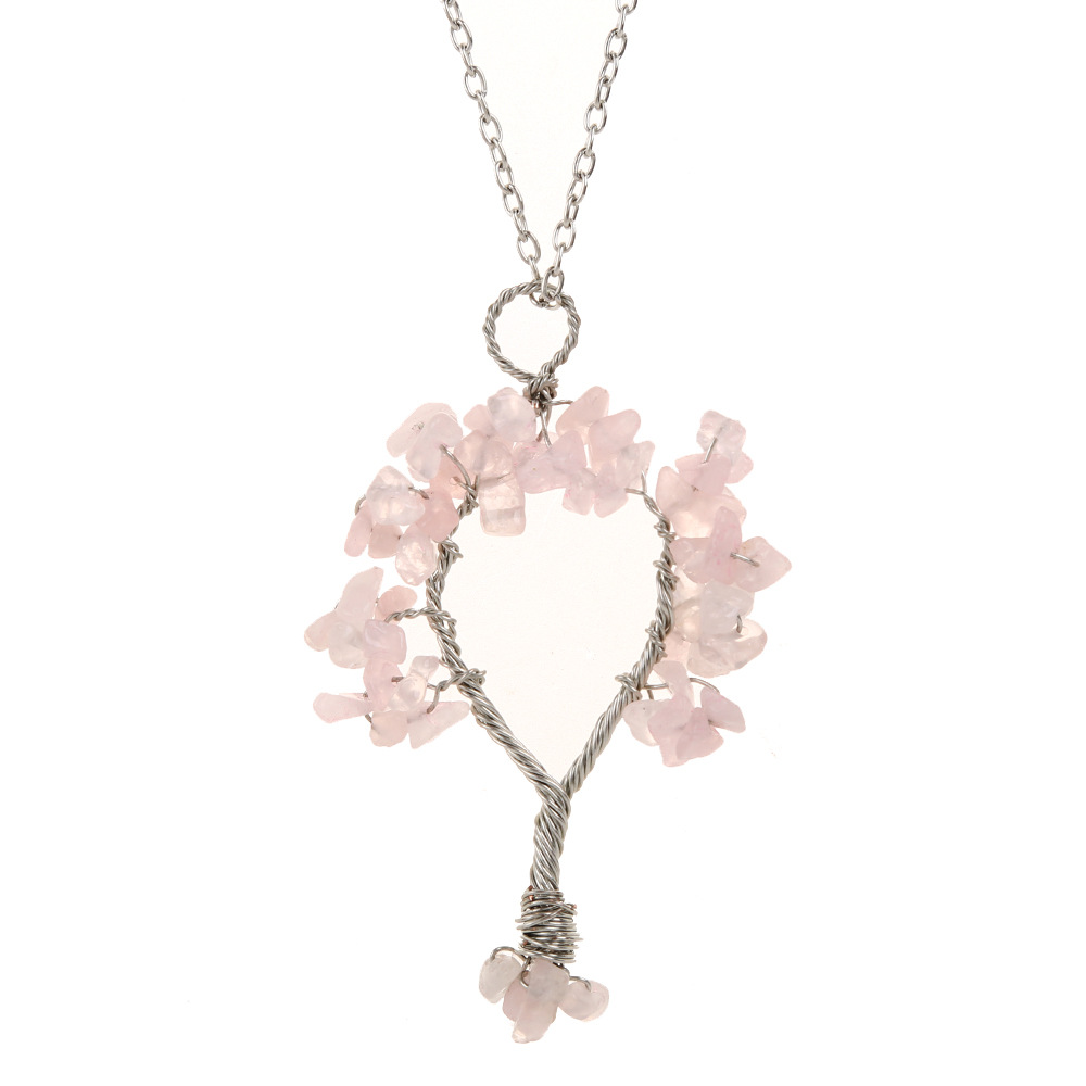 Fashion Tree Alloy Plating Natural Stone Pendant Necklace 1 Piece