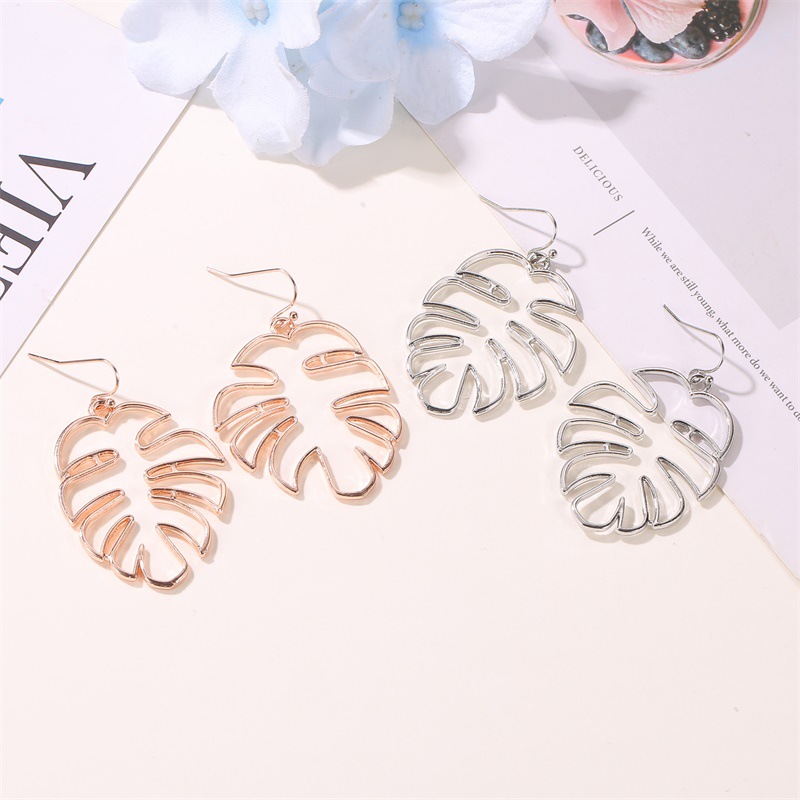 Earrings Classification Simple Retro Hollow Leaves Earrings Banana Leaf Earrings Female