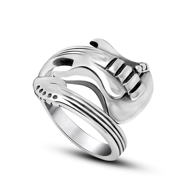 Retro accessory, ring stainless steel, music guitar, for beloved
