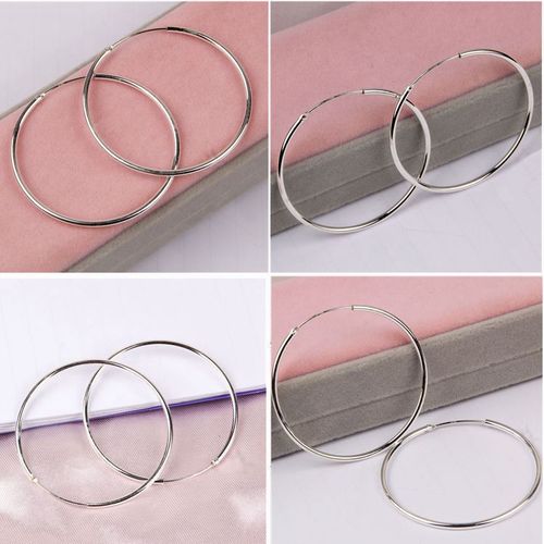 925 sterling silver large earrings women's hoop earrings Japanese and Korean simple temperament earrings