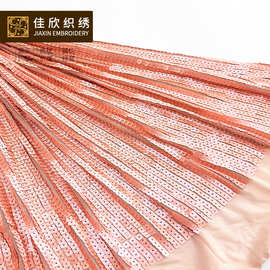 欧美时尚时装方形亮片布 网纱绣花面料 珠片面料亮片布料