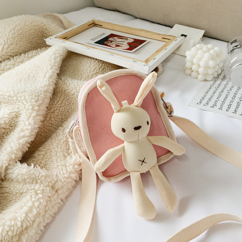 Bolsa de Niños de estilo coreano 2021 Otoño e Invierno bolso de hombro simple conejo bandolera moda niños y niñas bebé todos los partidos accesorios bolsa
