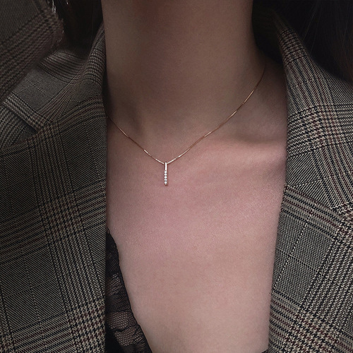 s925 silver long geometric necklace female Korean version clavicle chain simple and generous internet celebrity temperament personality student fresh