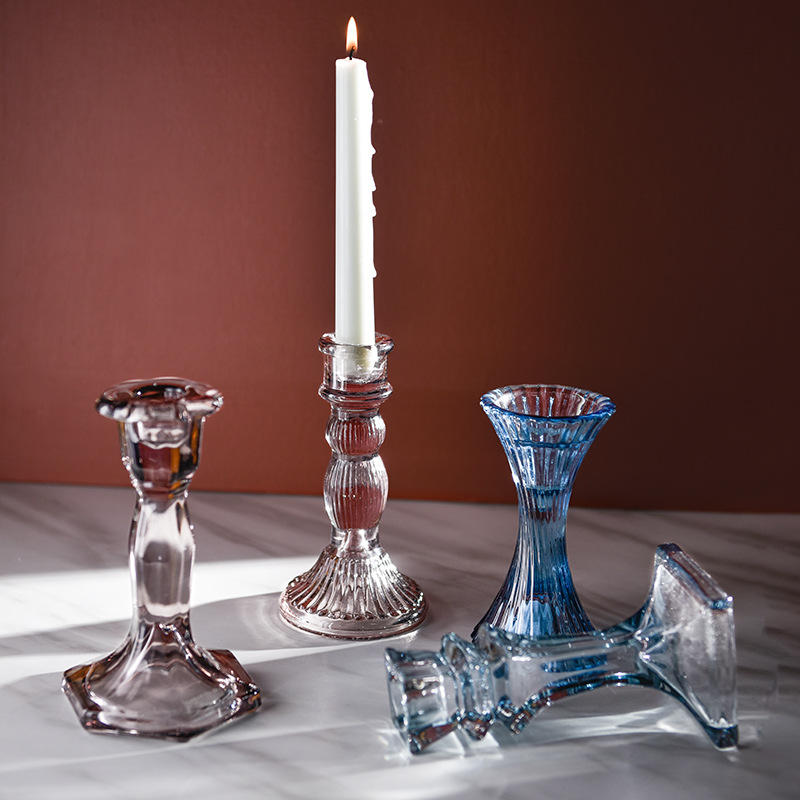 Northern Europe originality transparent Glass Candlestick Decoration Home Furnishing Open Houses Restaurant Showcase decorate prop a decoration