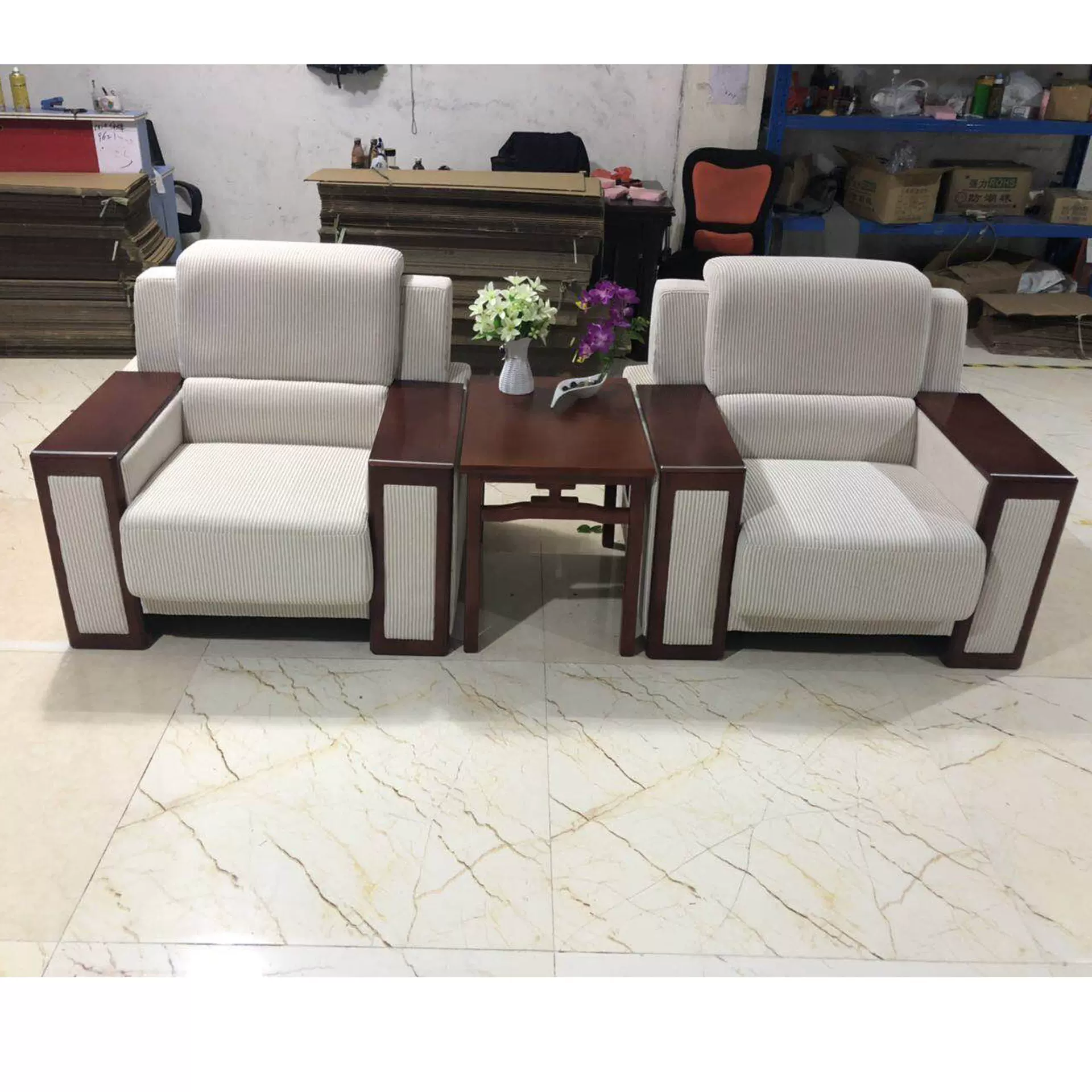 中式贵宾接待会议沙发会客布艺商务会议室办公室单人洽谈区沙发