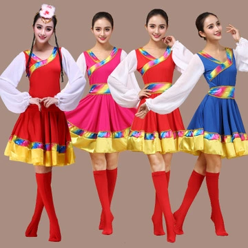 Новый Тибетский танцевальный костюм Женский квадратный танцевальный костюм меньшинства Сценический костюм