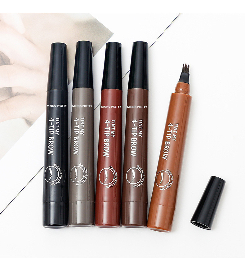 Cross border makeup four fork eyebrow pencil English packaging four fork water eyebrow pencil four head eyebrow pencil thick rod liquid eyebrow pencil