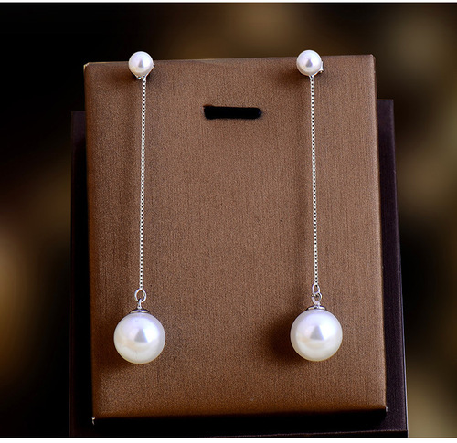 s925 sterling silver ear wire, long tassel pearl earrings, elegant and fashionable earrings, Korean style sterling silver jewelry