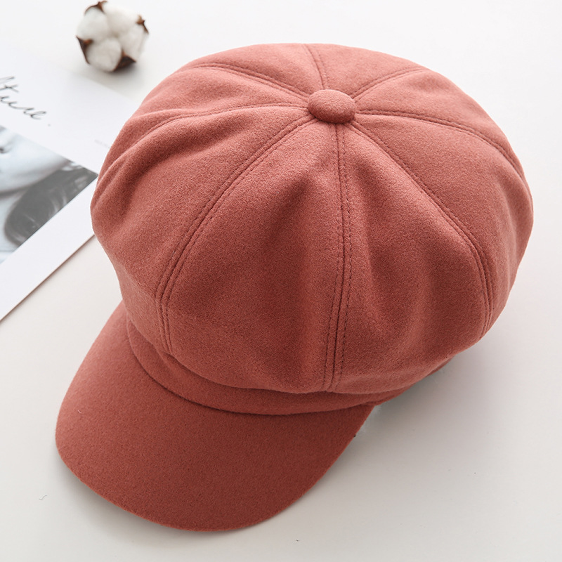Women's Retro Solid Color Flat Eaves Beret Hat display picture 17