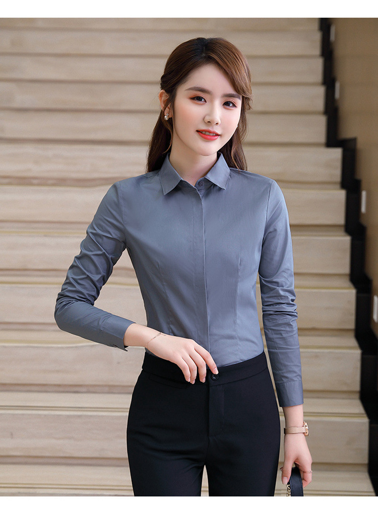 Nueva Blusas De Las Mujeres Camisas Formales De Trabajo Con Botones Ocultos Largo De La Manga Uniformes Oficina Damas Ropa Para Mujeres OL De 33,99 € | DHgate