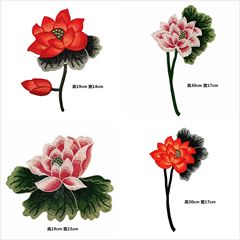 Water-soluble computer embroidery lotus flower ethnic style embroidery fabric patches Clothes handmade hole repair DIY clothing patches embroidery