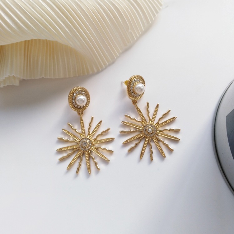 Plating Design 1 Pair Vintage Style Fireworks Plating Alloy Drop Earrings