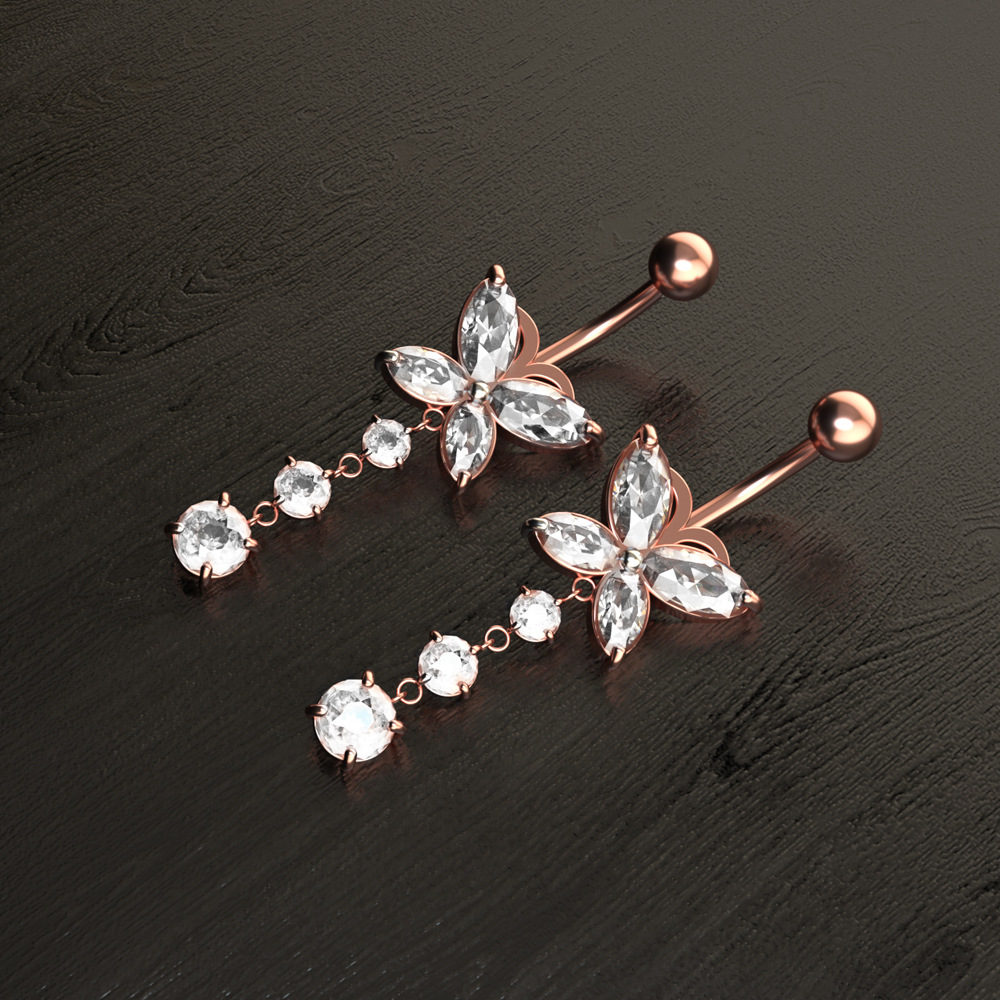 Piercing all'ombelico con bottone in zircone a farfalla, nuovo e creativo_voghion.com