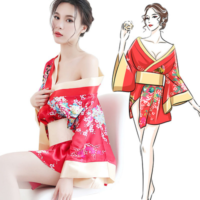 Sexy Lingerie Babydoll dress Ladies Sexy Japanese kimono game uniform corner play bathrobe temptation set