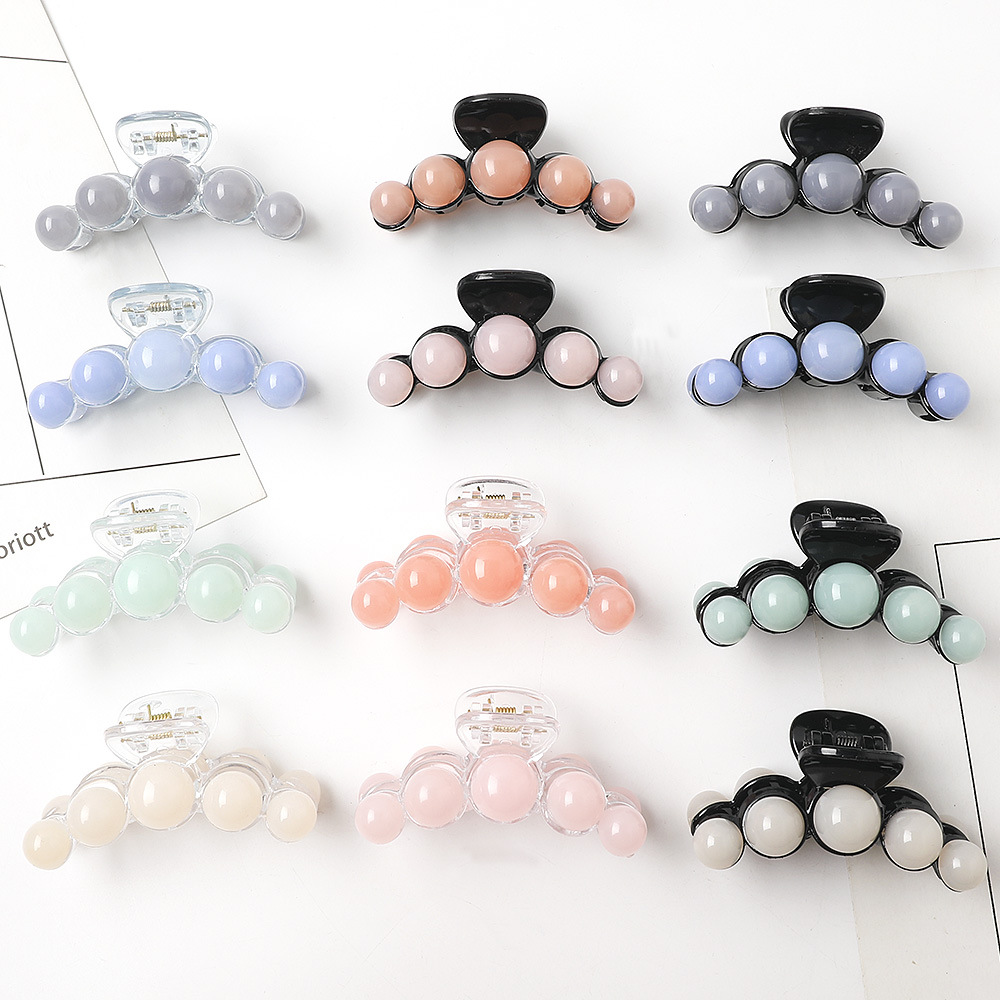 Candy-colored Pearl Grab Clip Acrylic Large Plastic Cheap Hair Clip Wholesale display picture 21