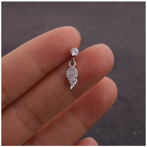AliExpress hot selling pierced new micro-inlaid zircon earrings stainless steel ear bone earrings European and American foreign trade body jewelry