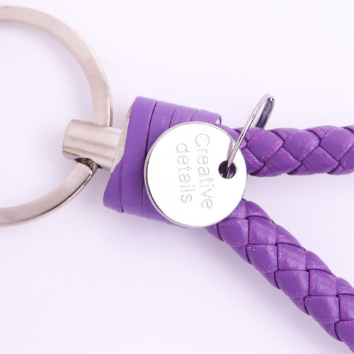 (30 colors available) High-end car keychain PU leather cord woven keychain for men and women leather keychain
