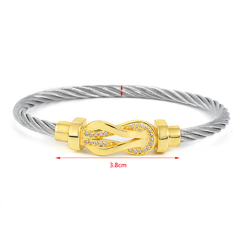 Simple Style Commute Color Block Copper Plating Gold Plated Bangle display picture 1