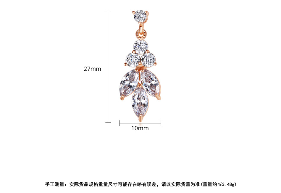 Jinsexiang Boucles D'oreille Bien Zircon-intégré Boucles D'oreilles Lumière De Luxe Gracieux Frais Et À La Mode Japonaise Et Coréenne Boucles D'oreilles Lady display picture 7