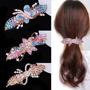 Hair clip hairpin for women girls hair accessories jewelry Water Diamond Horse Tail hairpin headdress large versatile bow headgear top clip