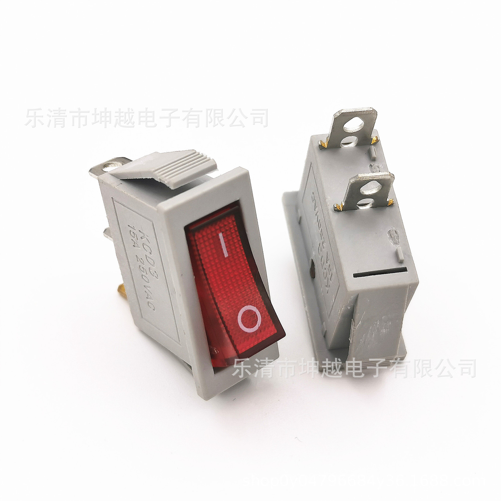 带灯船型开关KCD3 15*31 220V 2脚3脚2灰色翘板开关