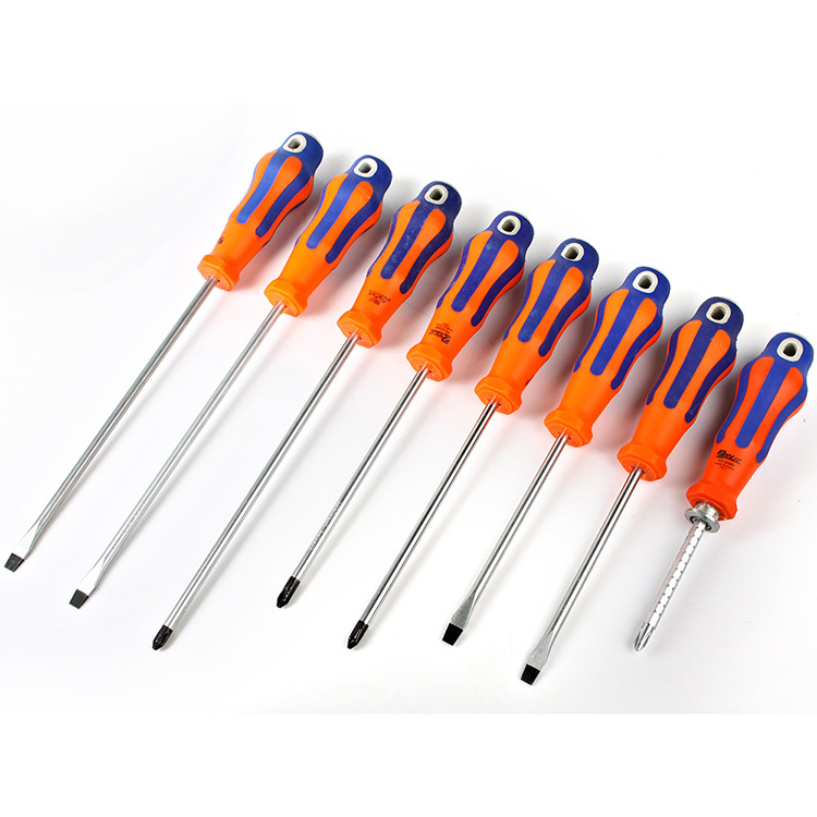 Tres colores de plástico pulpo mango destornillador hogar industrial desmontaje reparación destornillador Cruz palabra