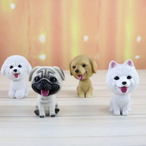 Simulation bobblehead dog pendulum decoration craft cake ornaments creative resin home soft decoration boutique birthday gift
