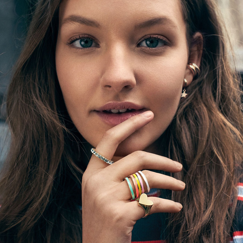 simple multi-color drip oil alloy ring