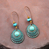 Retro metal long earrings, turquoise ethnic accessory, ethnic style, European style, wholesale