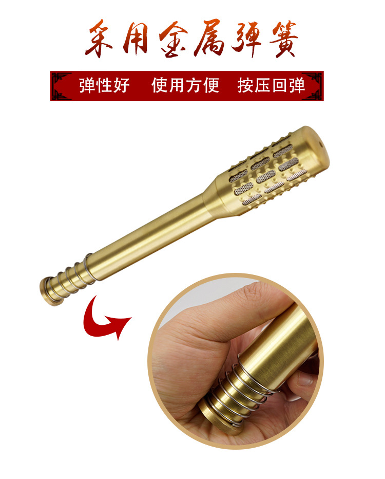 Copper moxa stick Warm moxibustion stick massage point rolling fumigation stick spring press moxibustion stick moxibustion tool moxa stick detail image